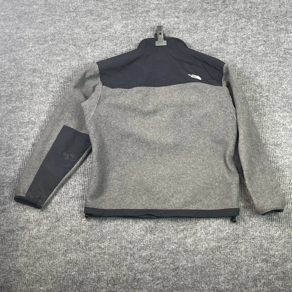 The North Face Denali Jacket Mens L Gray Black Polartec Fleece Full Zip Coat